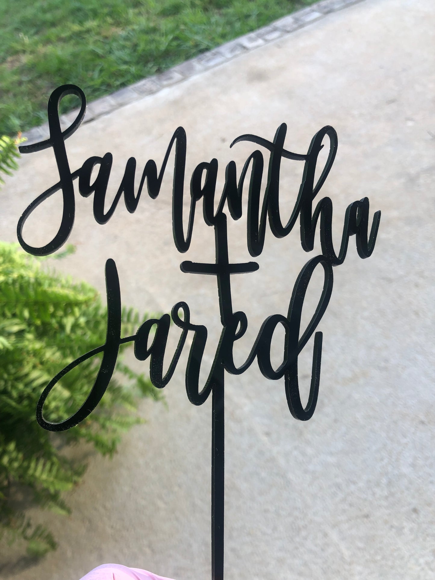 Personalized Black Acrylic Couple Names Cake Topper