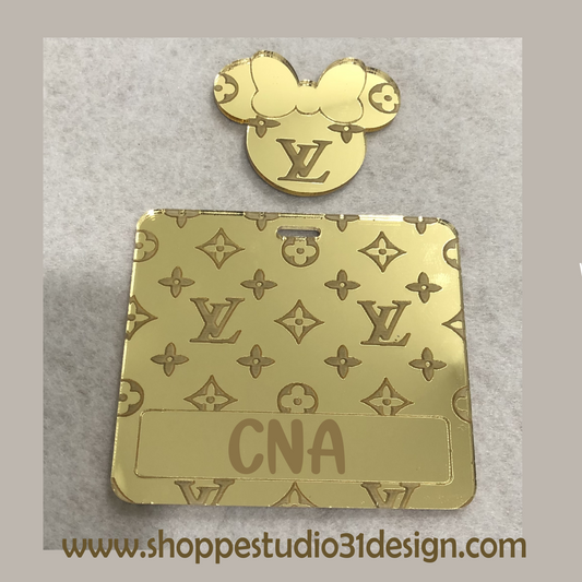 Designer Mirror Acrylic Badge Reel and Badge Buddy (Engraved)