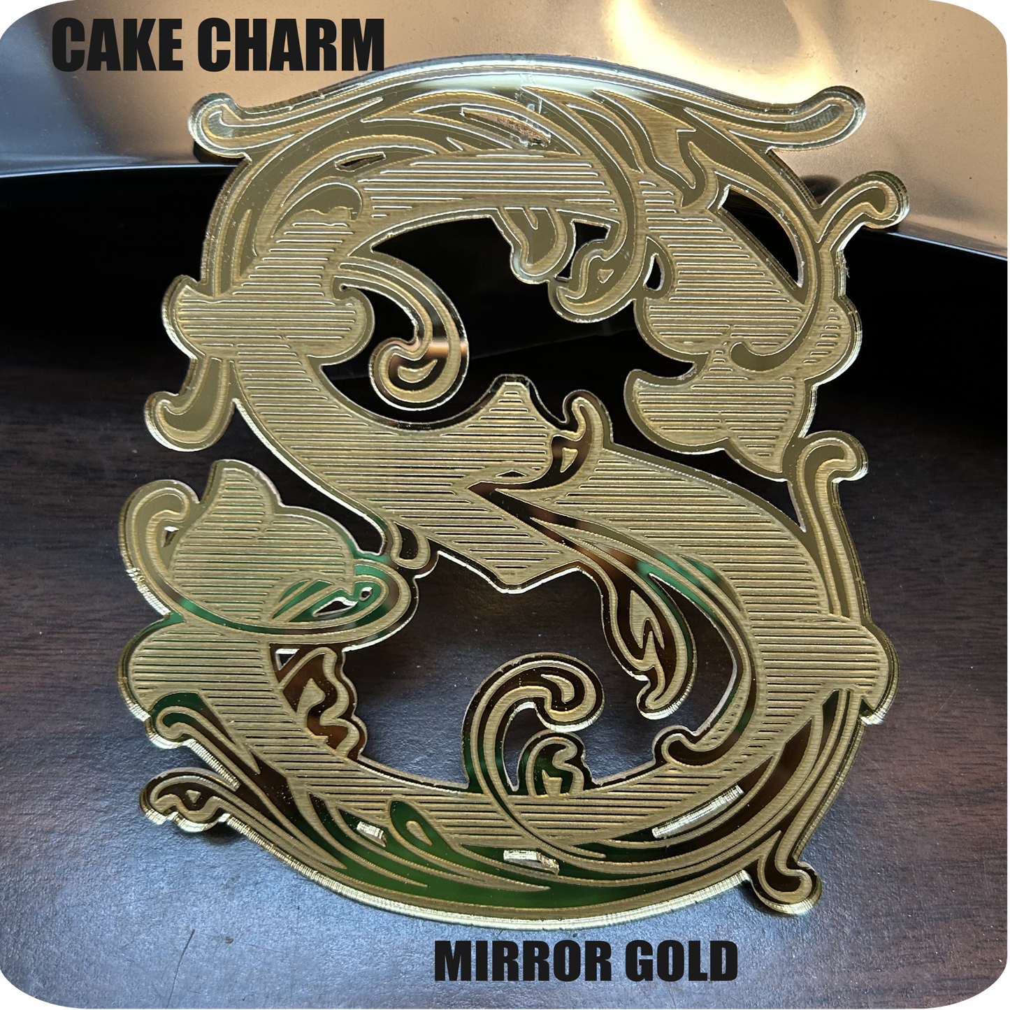 Personalized Vintage Monogram Cake Charm Initial in Victorian Filigree