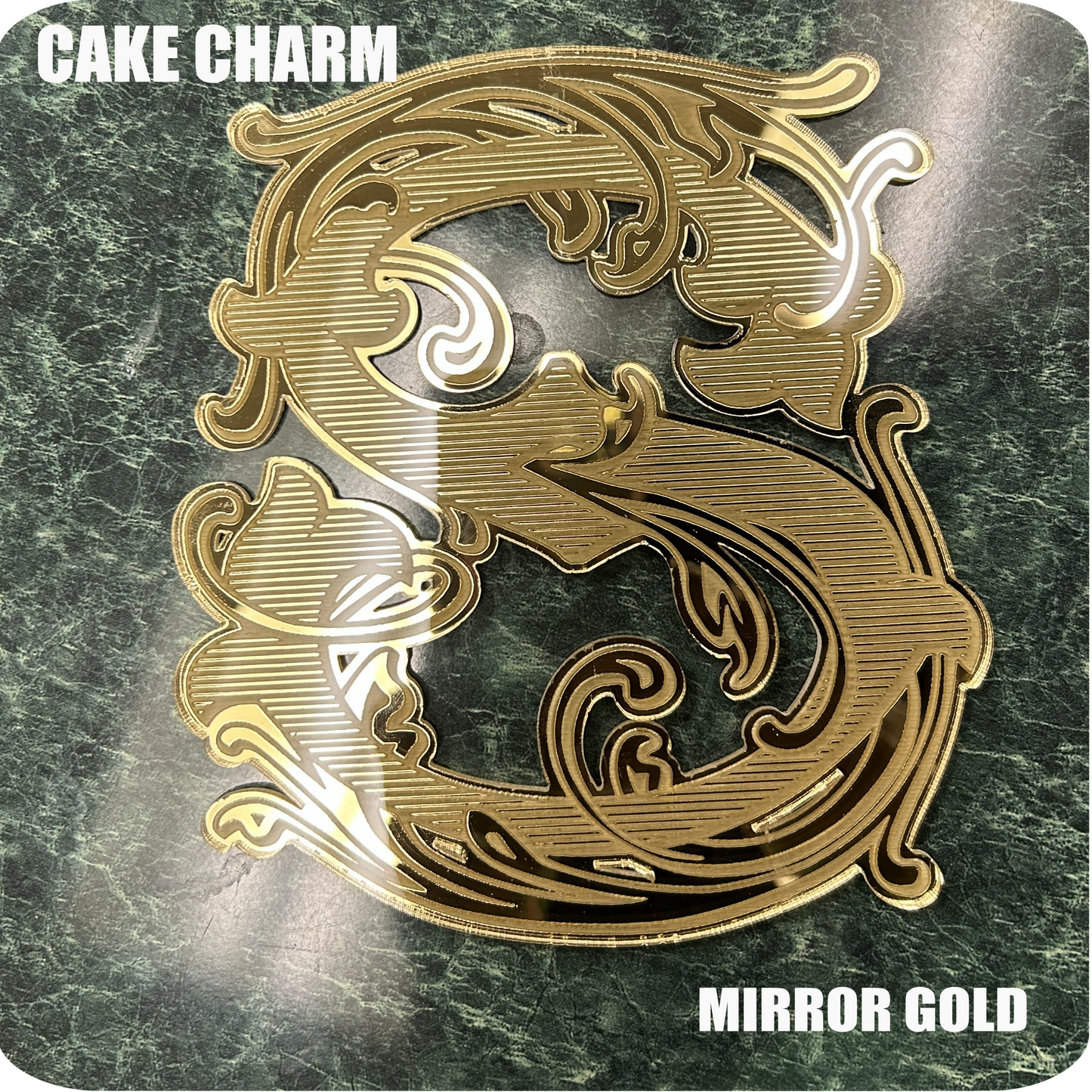 Personalized Vintage Monogram Cake Charm Initial in Victorian Filigree