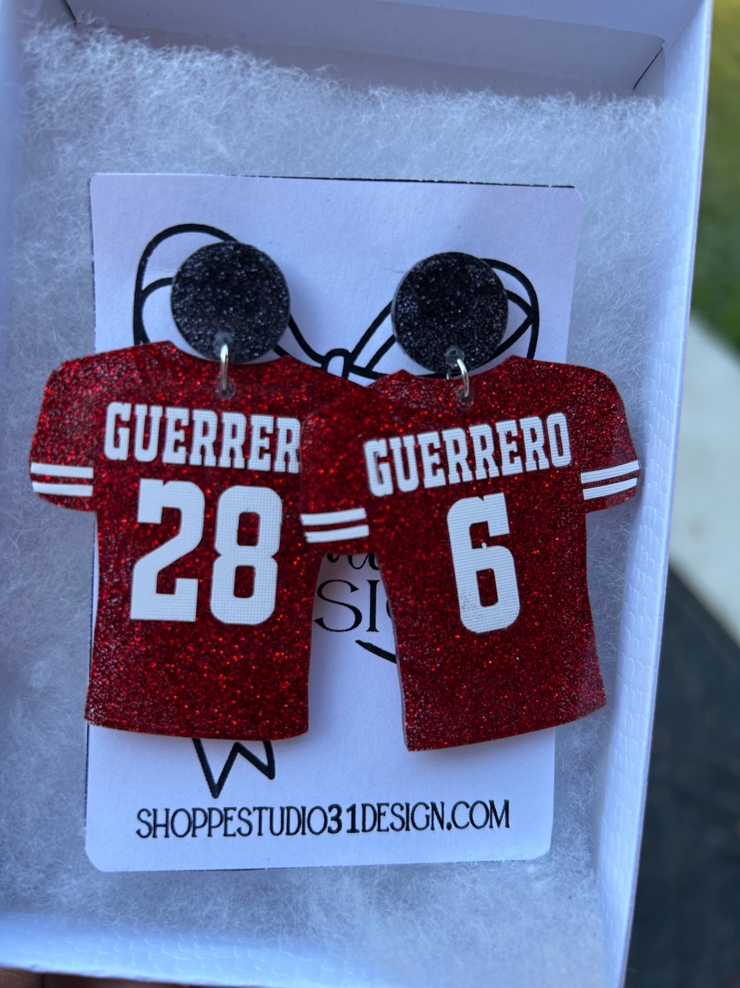 Personalized Football Jersey Number Earrings- Customize with your name, number and colors