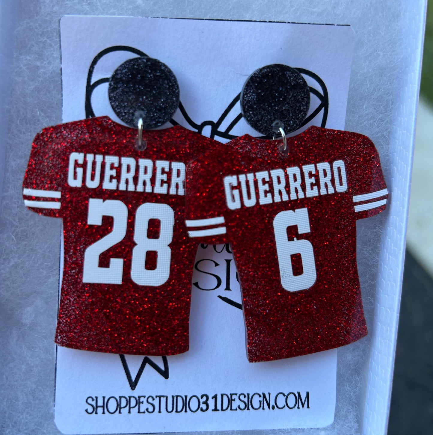 Personalized Football Jersey Number Earrings- Customize with your name, number and colors
