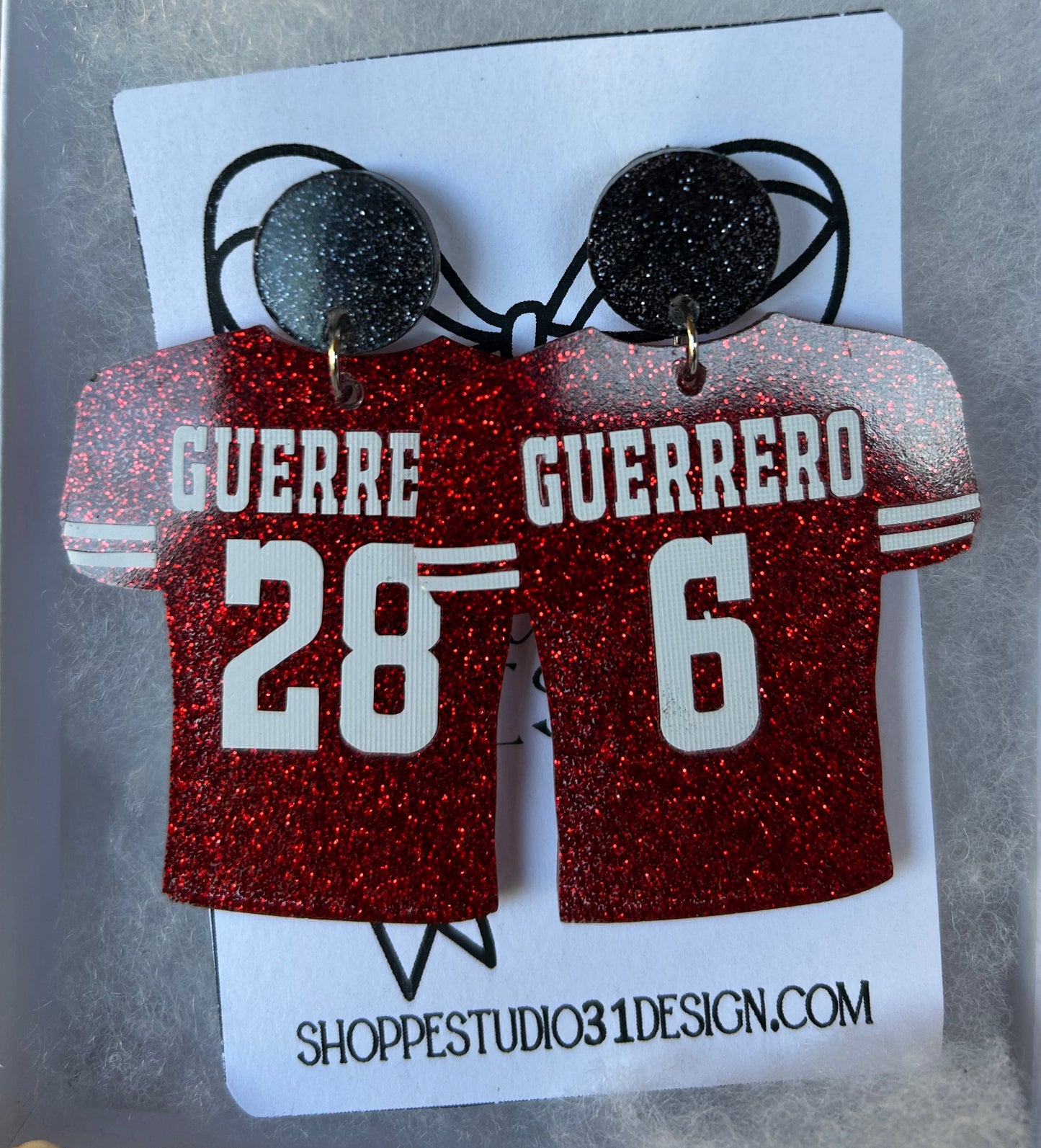 Personalized Football Jersey Number Earrings- Customize with your name, number and colors