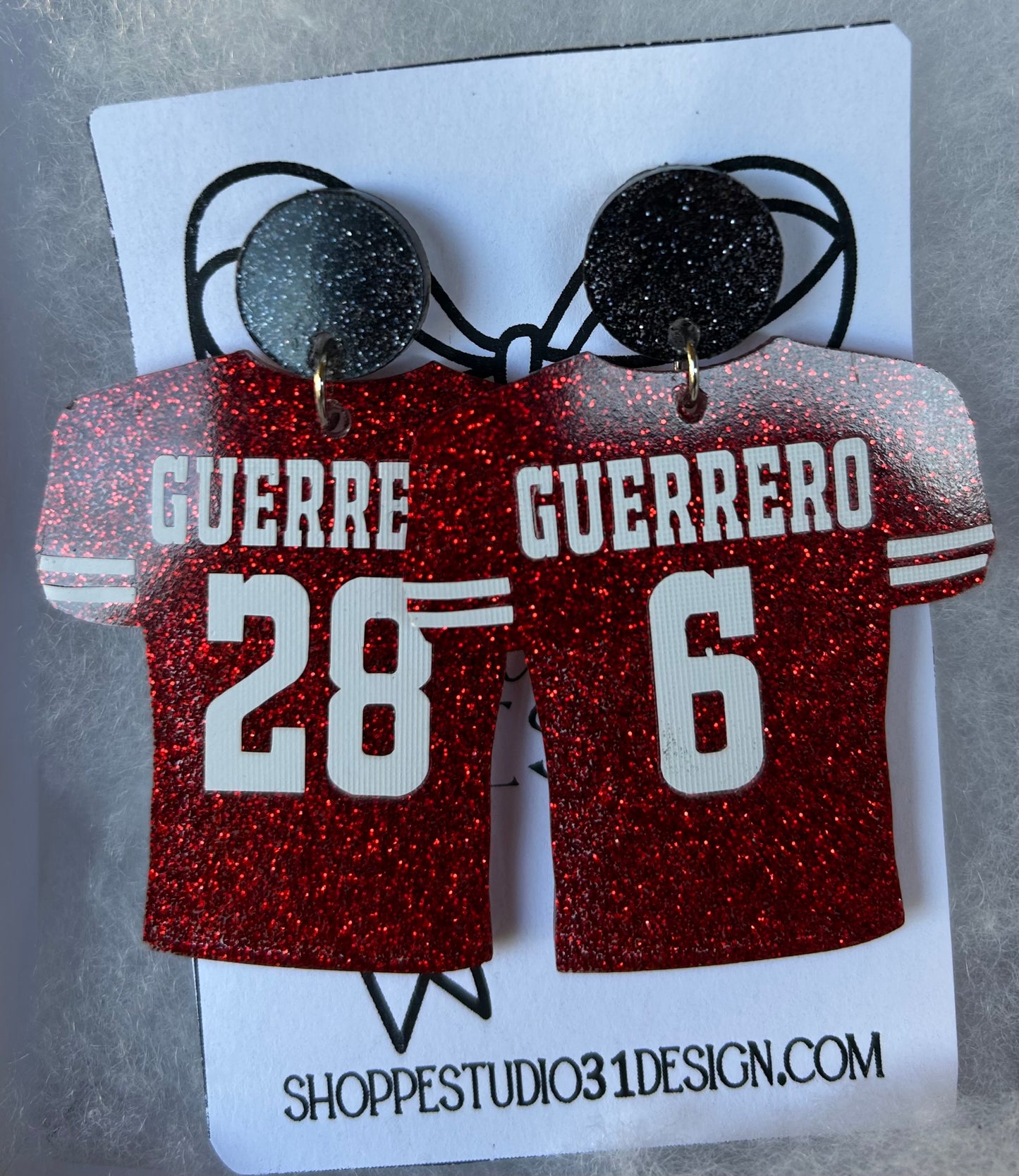 Personalized Football Jersey Number Earrings- Customize with your name, number and colors