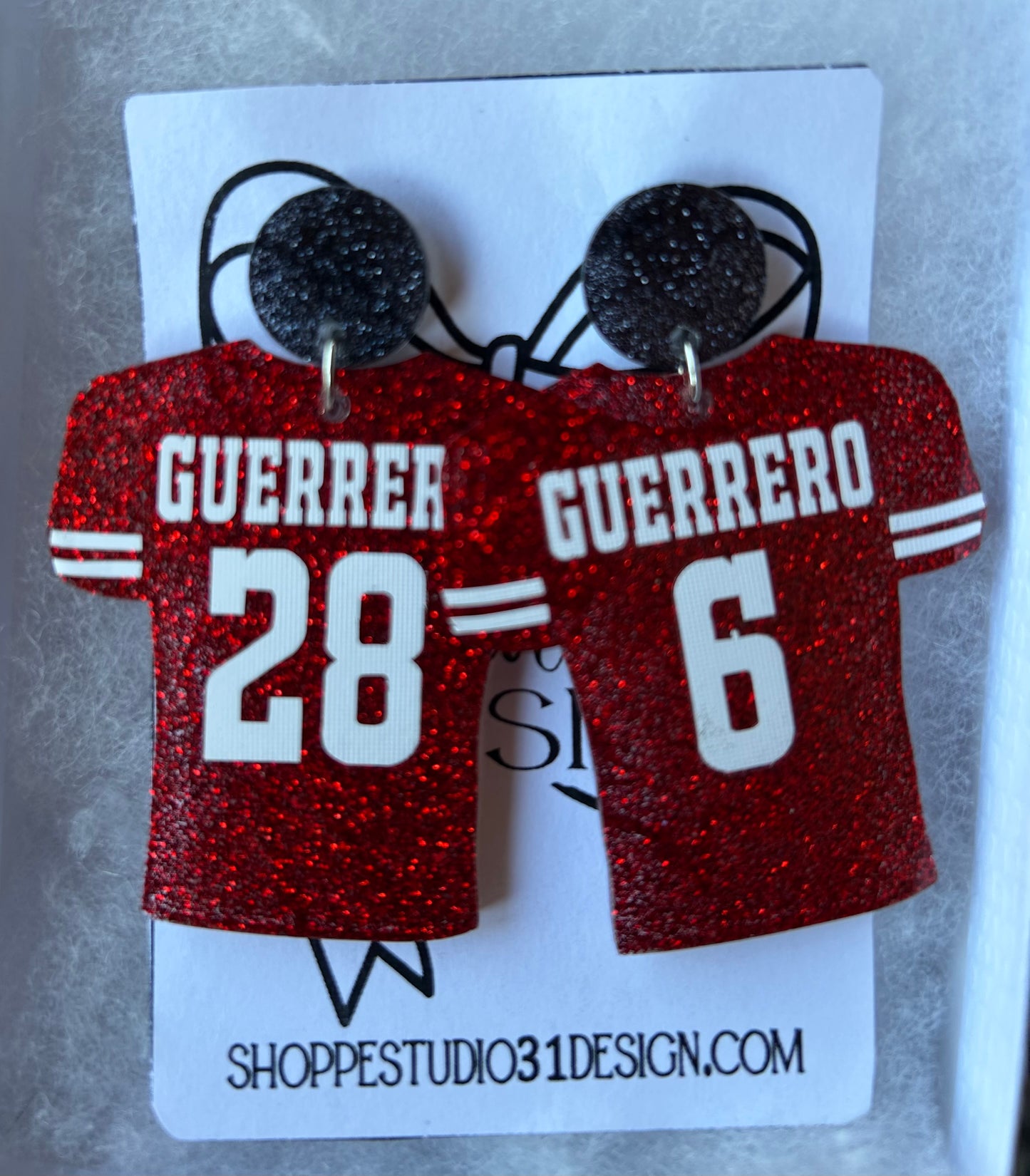 Personalized Football Jersey Number Earrings- Customize with your name, number and colors