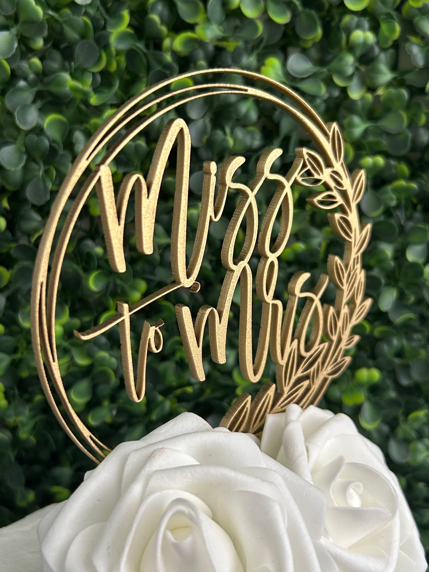 Personalized Gold Bridal Shower Cake Topper with Last Name (Miss to Mrs.)