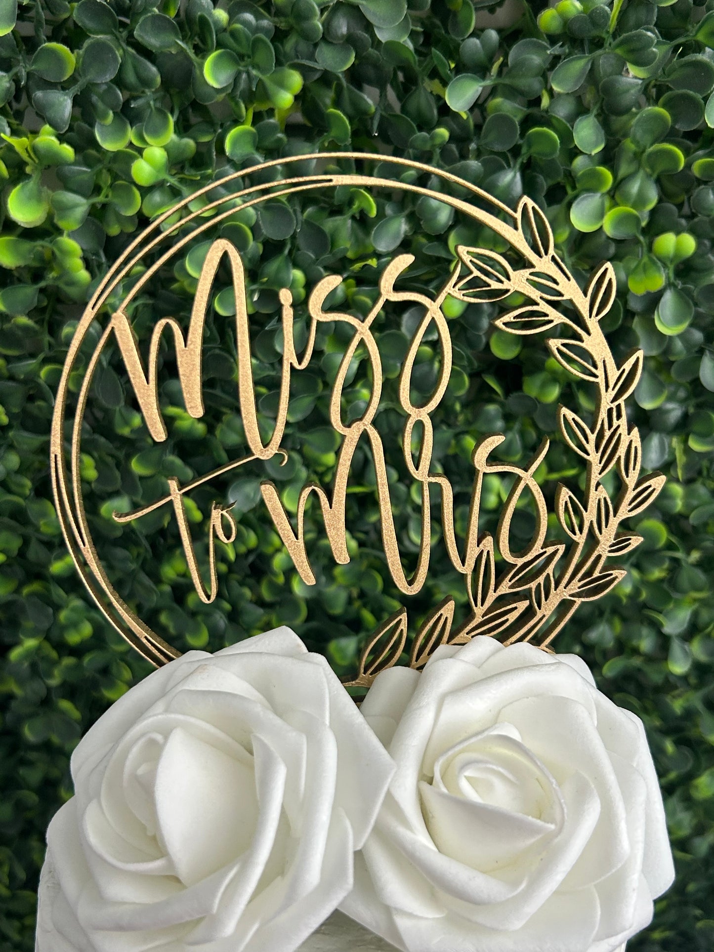 Personalized Gold Bridal Shower Cake Topper with Last Name (Miss to Mrs.)