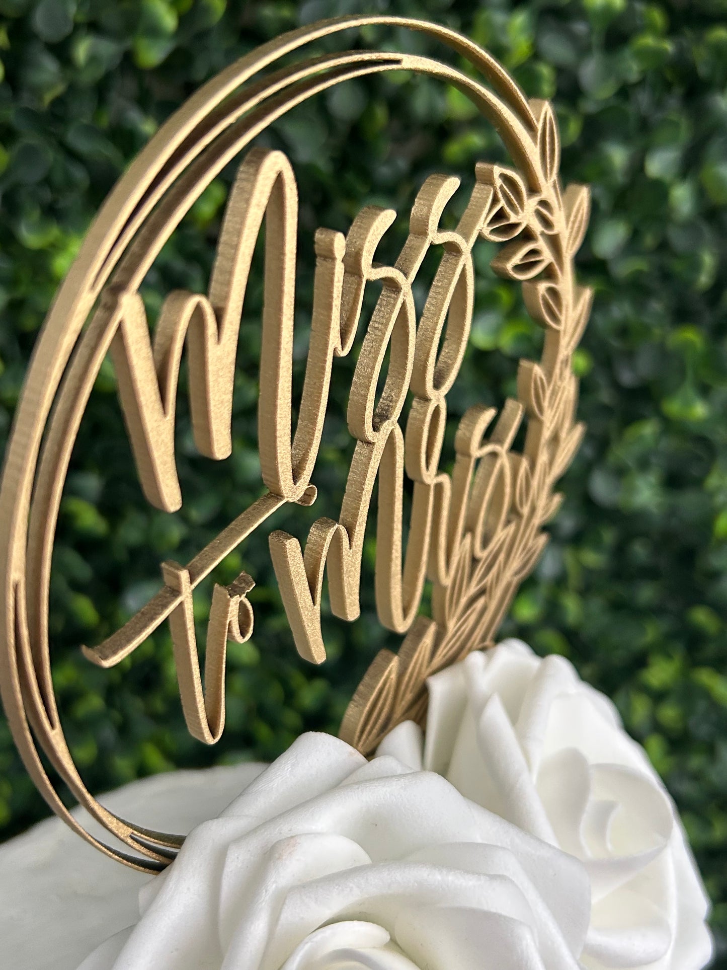 Personalized Gold Bridal Shower Cake Topper with Last Name (Miss to Mrs.)