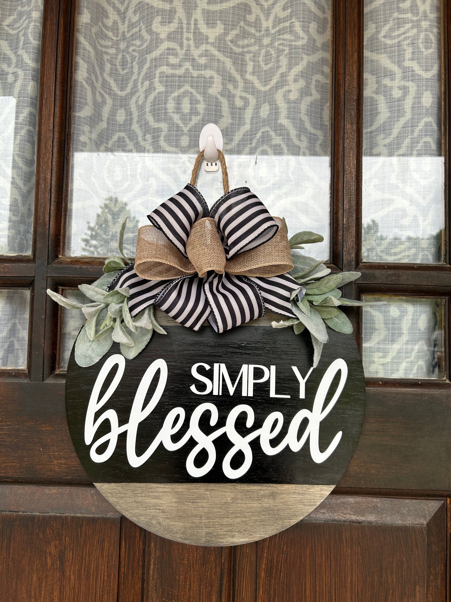 “Simply Blessed” 3D Wood Door Hanger Sign