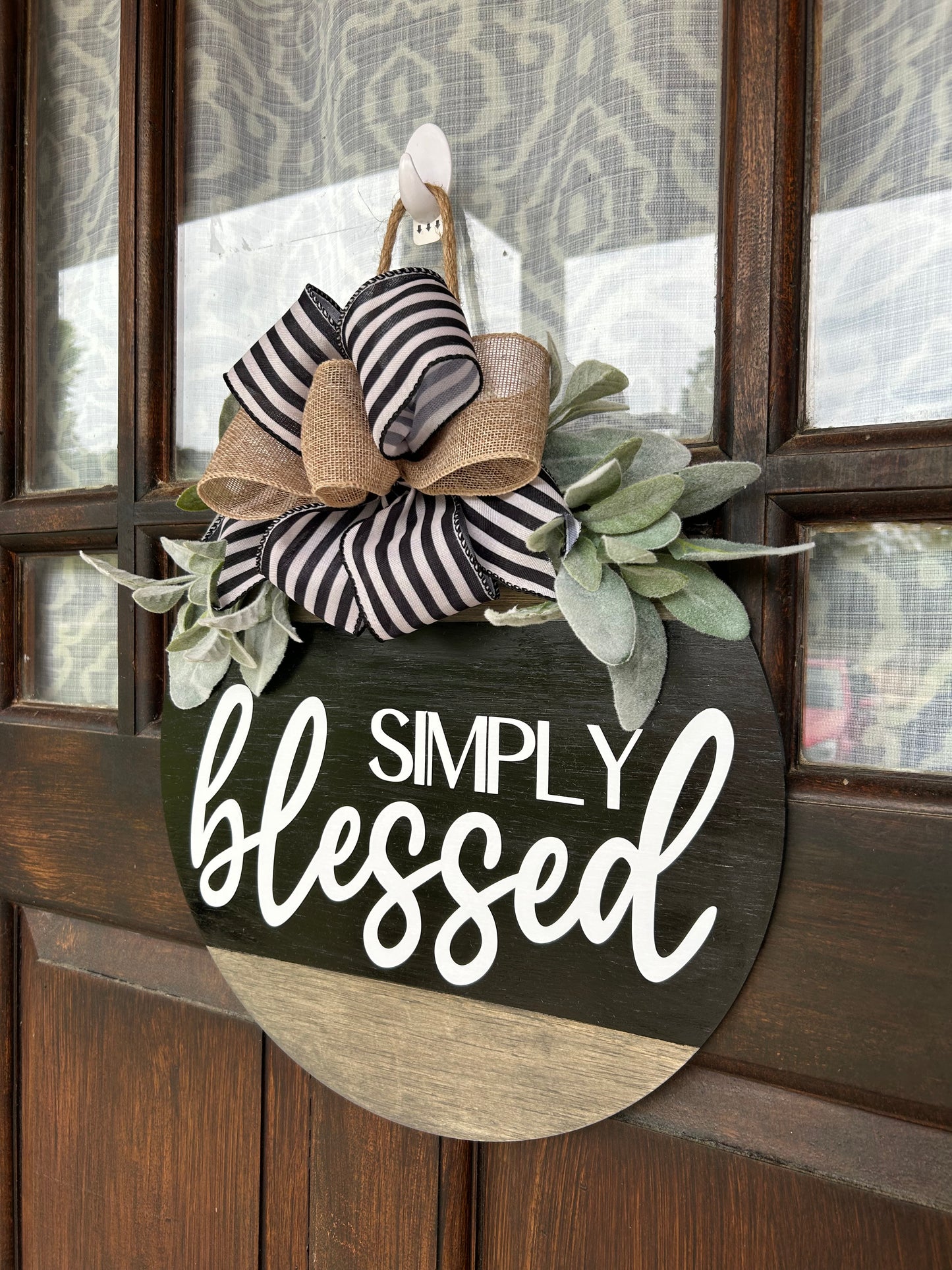 “Simply Blessed” 3D Wood Door Hanger Sign