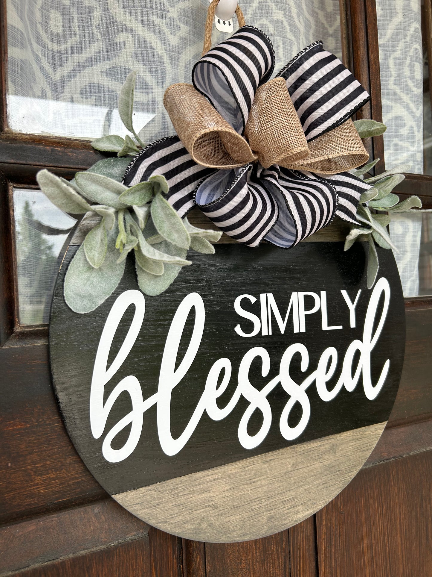 “Simply Blessed” 3D Wood Door Hanger Sign