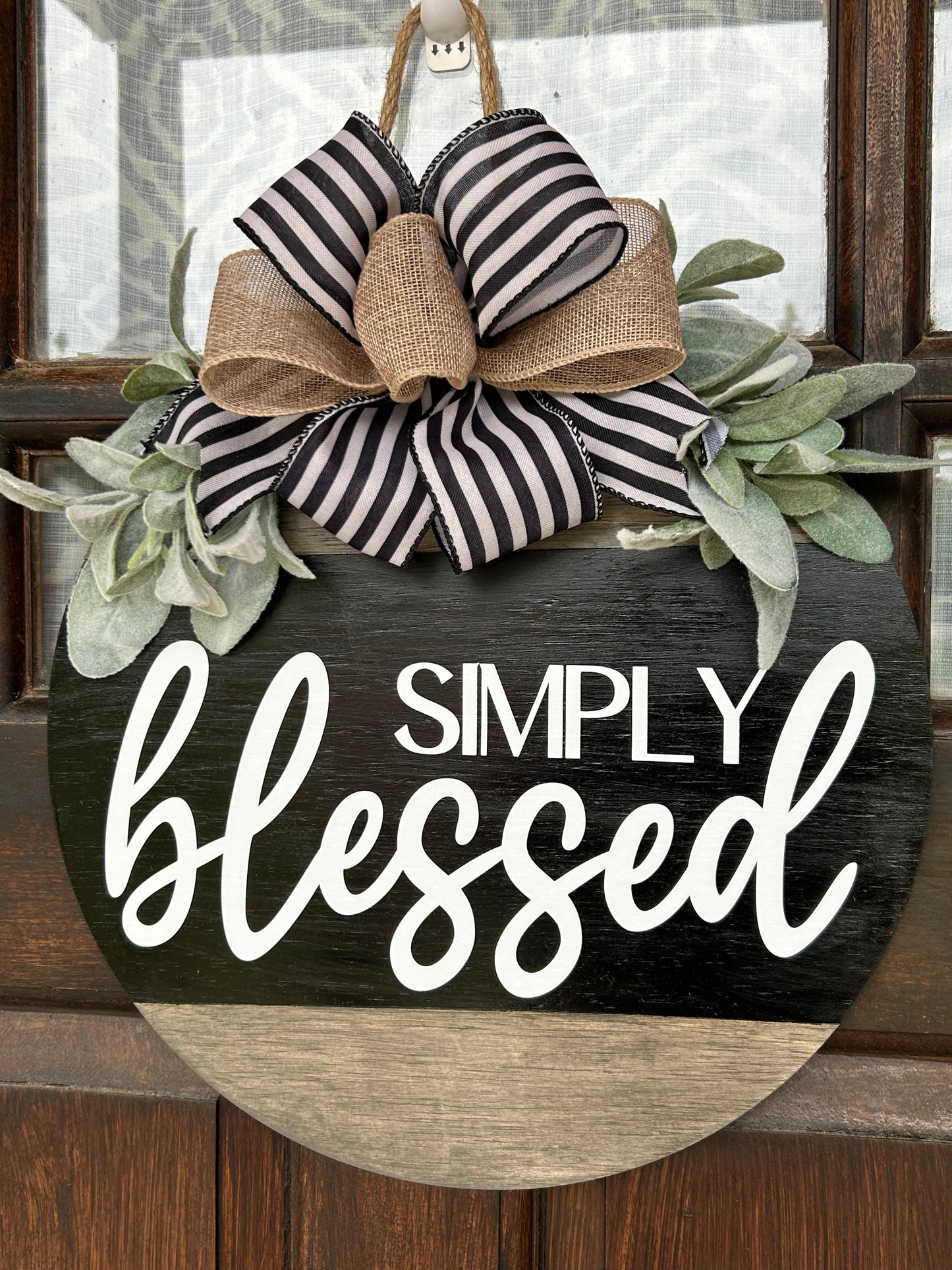 “Simply Blessed” 3D Wood Door Hanger Sign