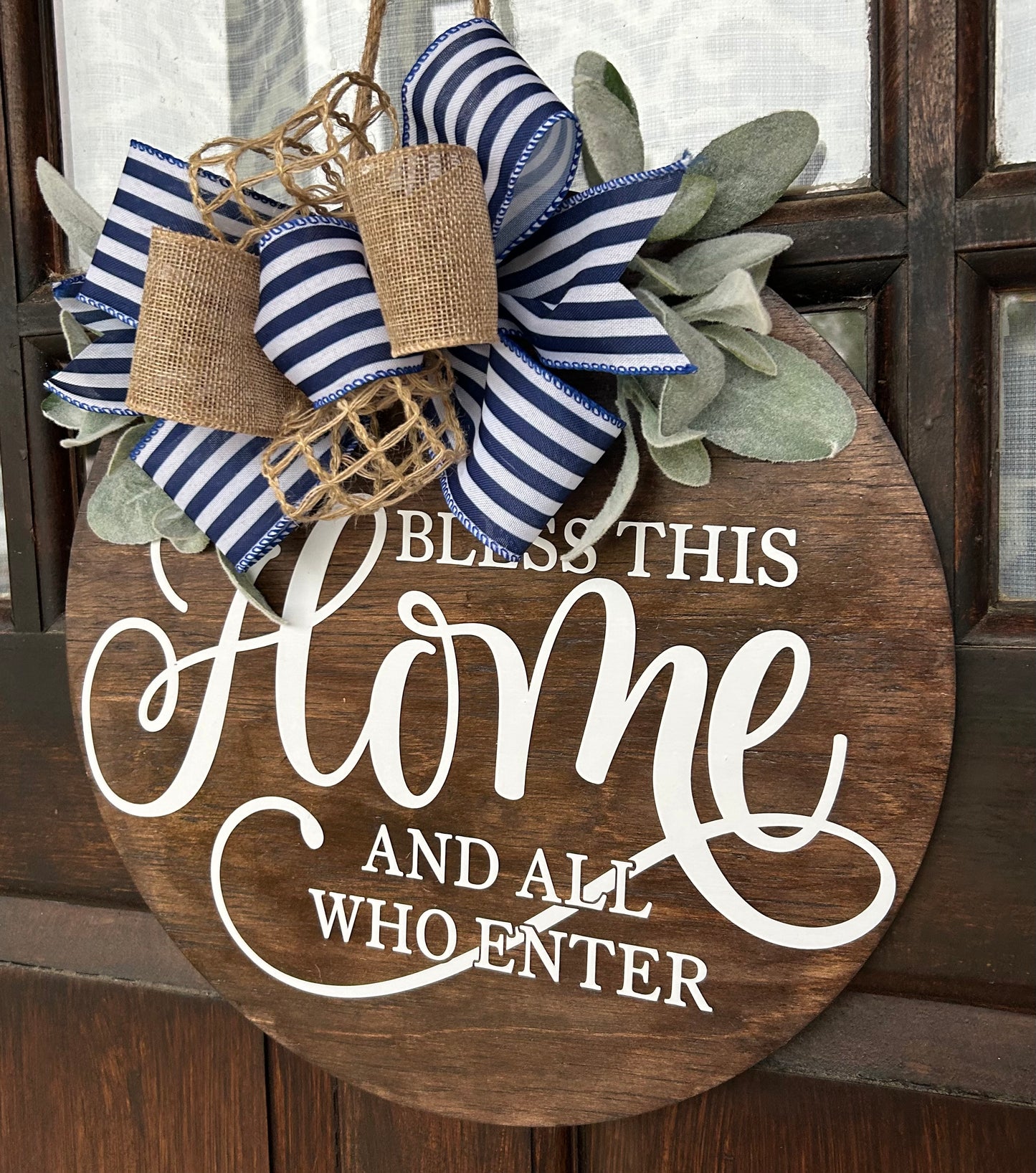 “Bless This Home and All Who Enter” 3D Wood Door Hanger Sign