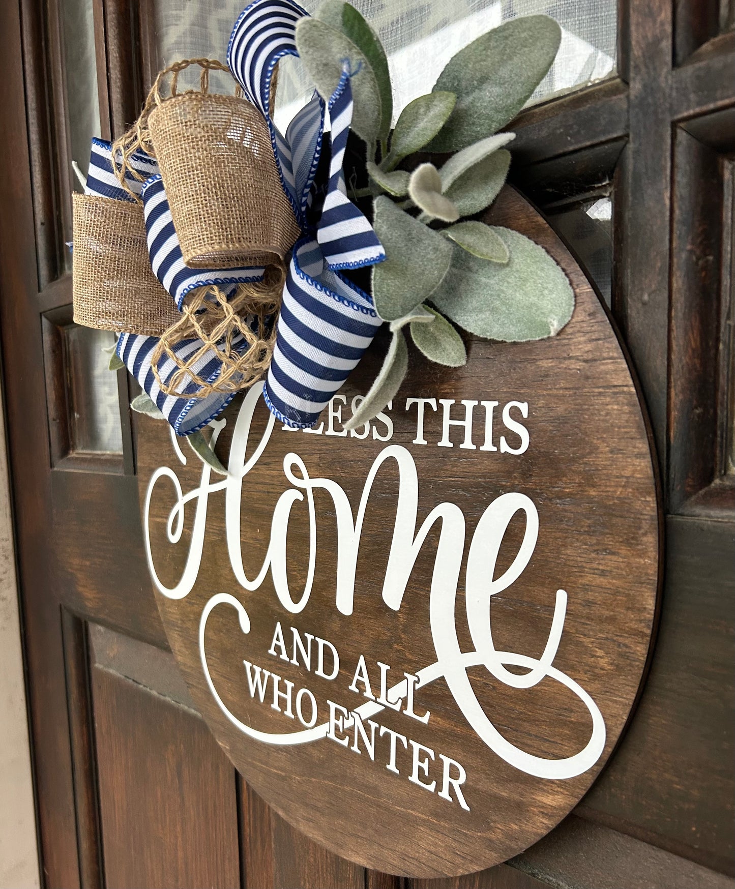 “Bless This Home and All Who Enter” 3D Wood Door Hanger Sign