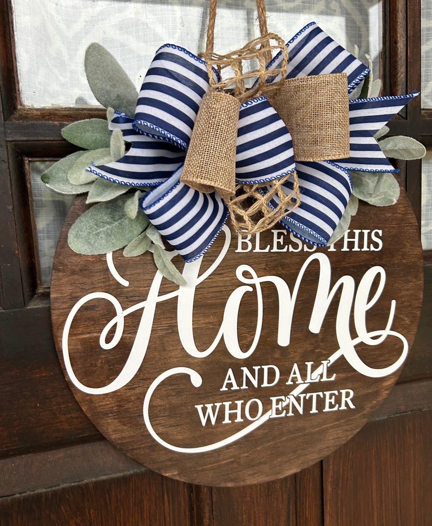 “Bless This Home and All Who Enter” 3D Wood Door Hanger Sign