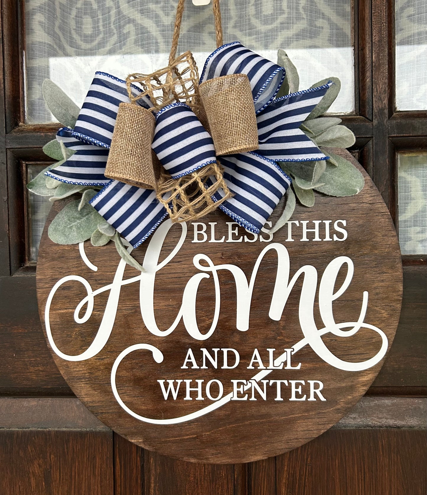 “Bless This Home and All Who Enter” 3D Wood Door Hanger Sign