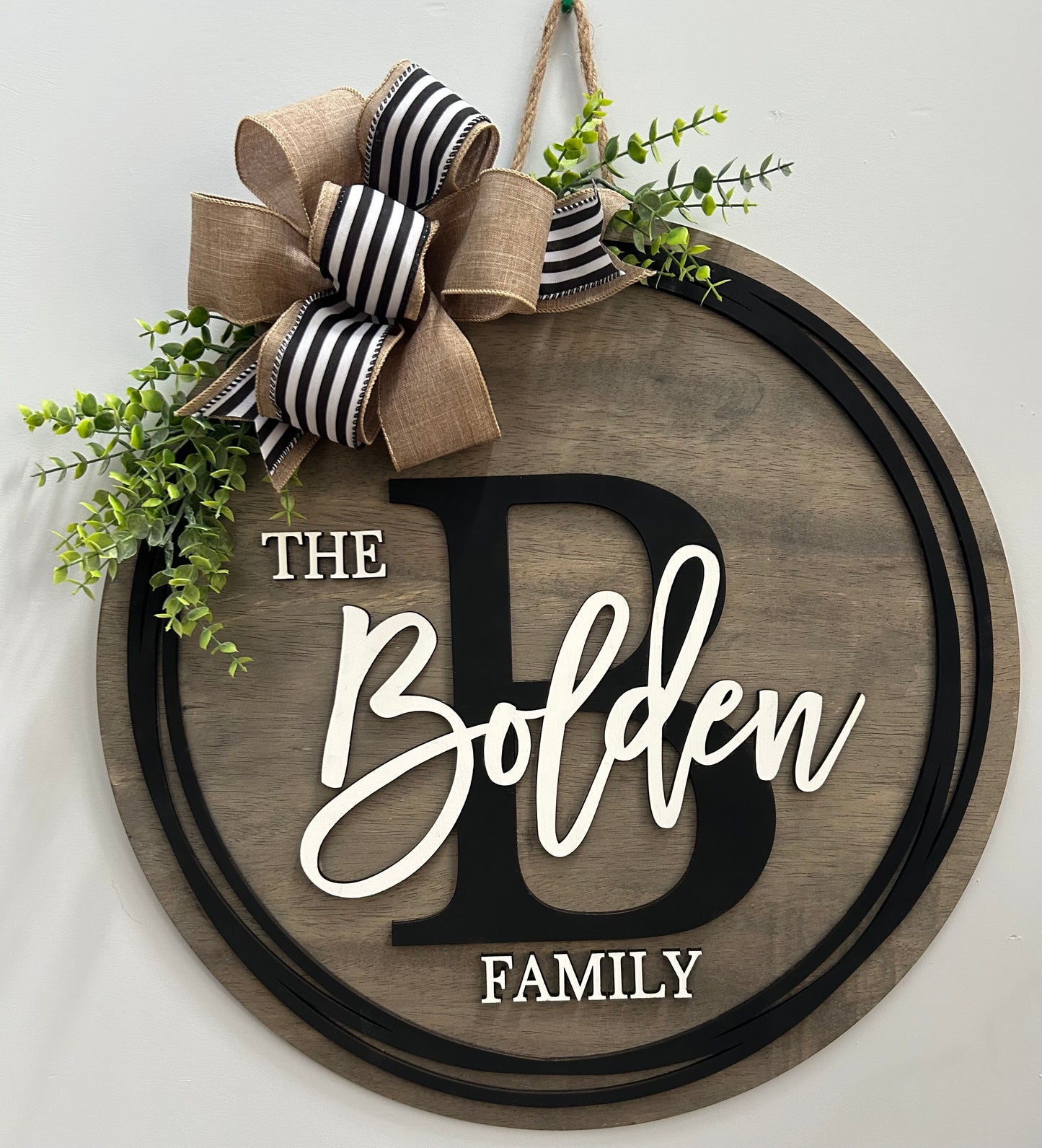 Personalized Family Name 3D Wood Door Hanger Sign