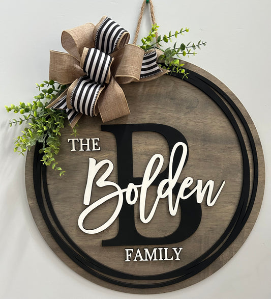 Personalized Family Name 3D Wood Door Hanger Sign