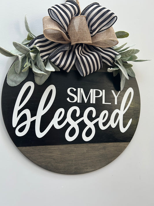 “Simply Blessed” 3D Wood Door Hanger Sign