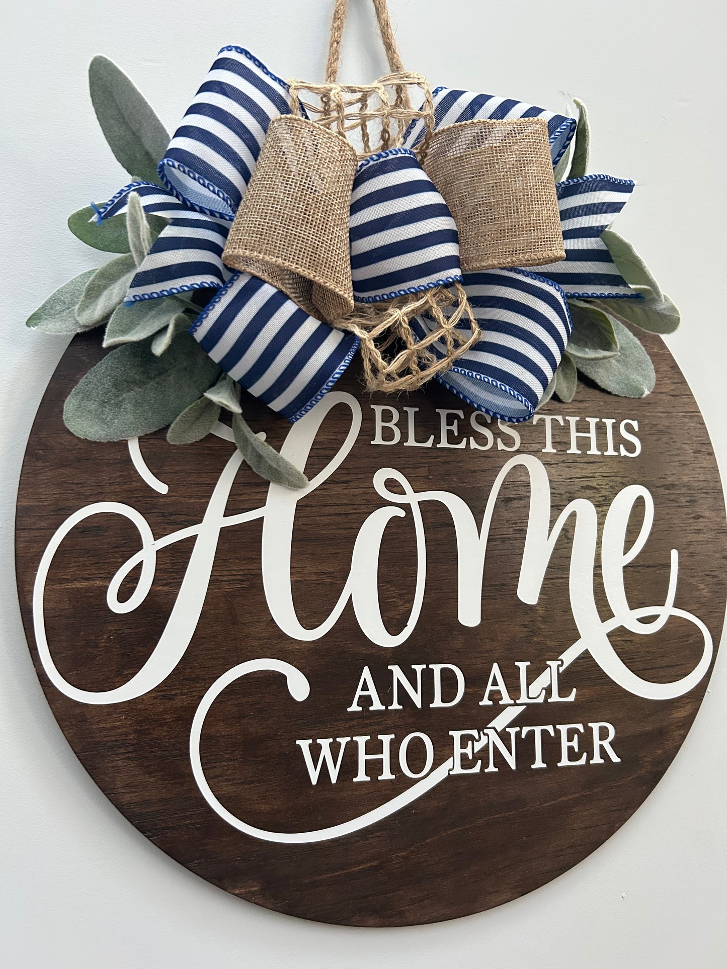 “Bless This Home and All Who Enter” 3D Wood Door Hanger Sign