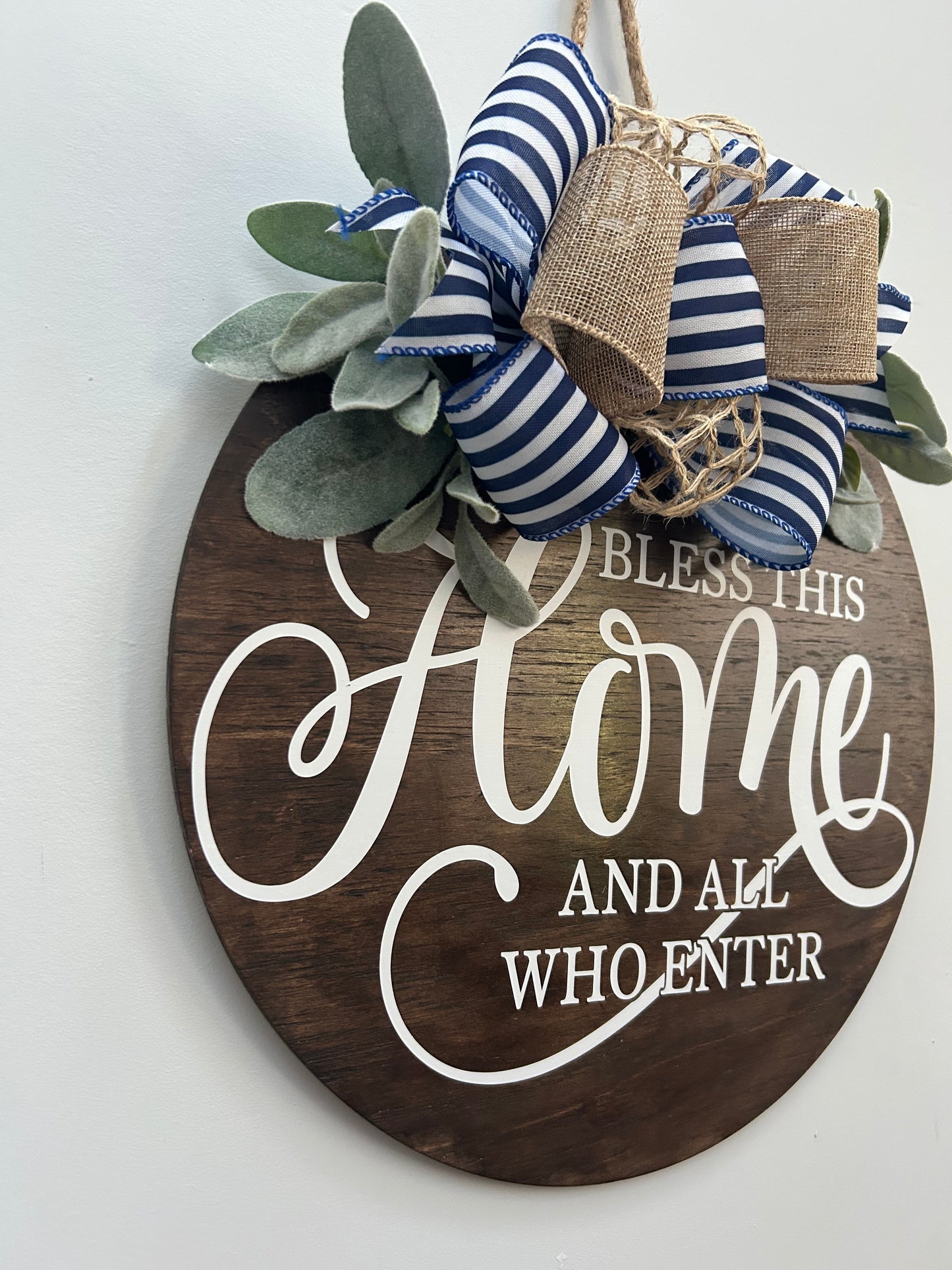 “Bless This Home and All Who Enter” 3D Wood Door Hanger Sign