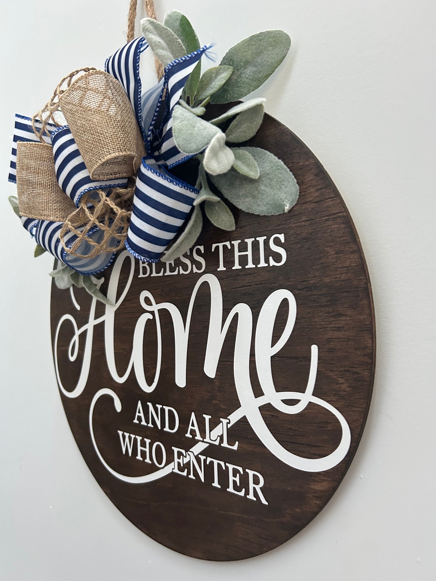 “Bless This Home and All Who Enter” 3D Wood Door Hanger Sign