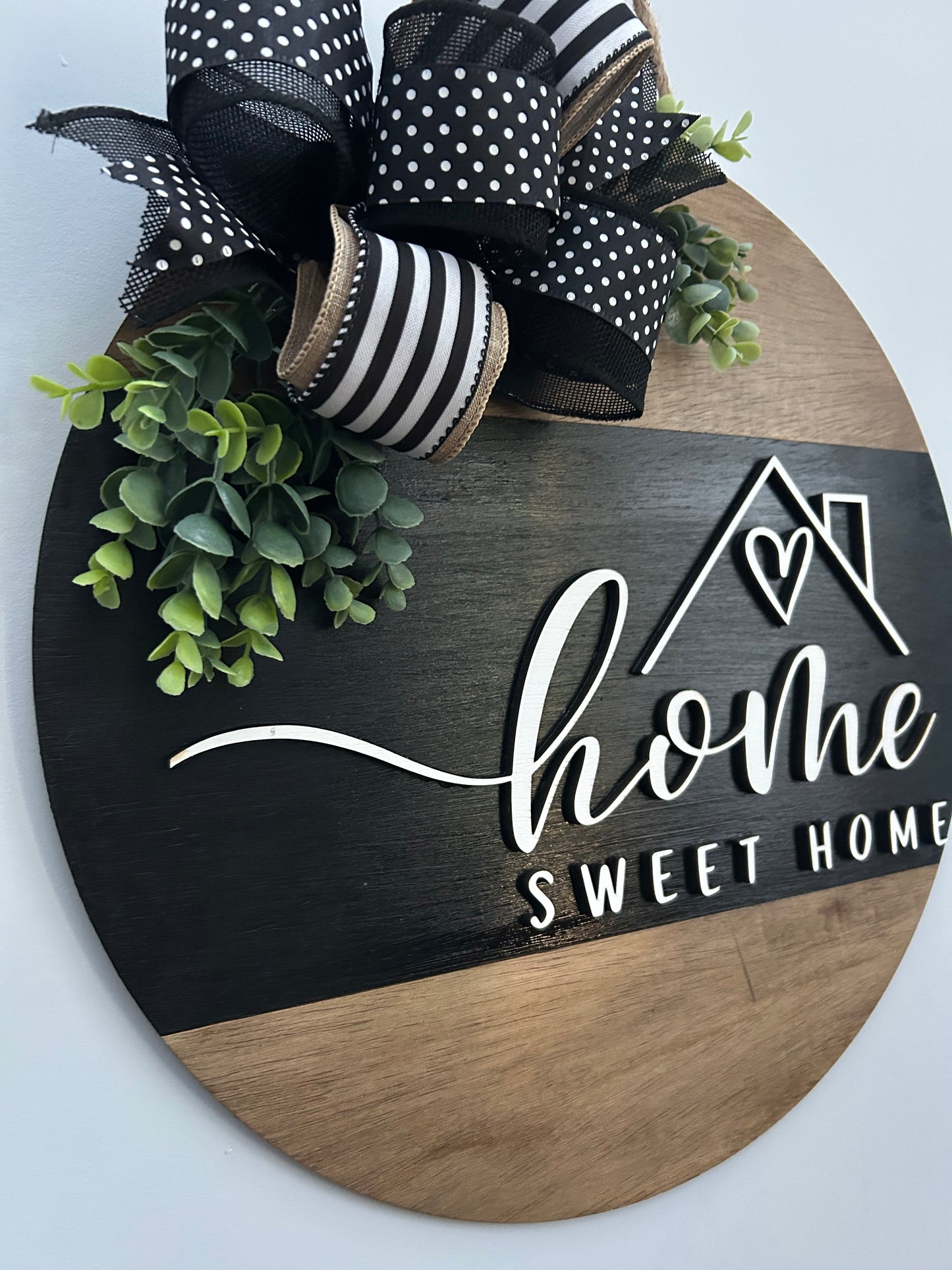 "Home Sweet Home" 3D Wood Door Hanger Sign