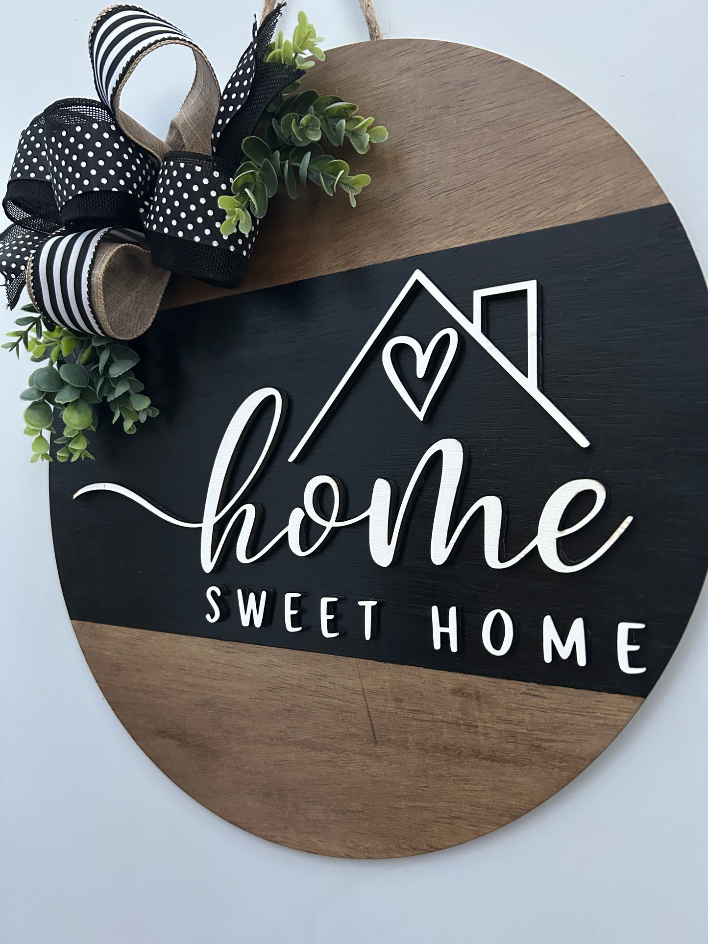 "Home Sweet Home" 3D Wood Door Hanger Sign