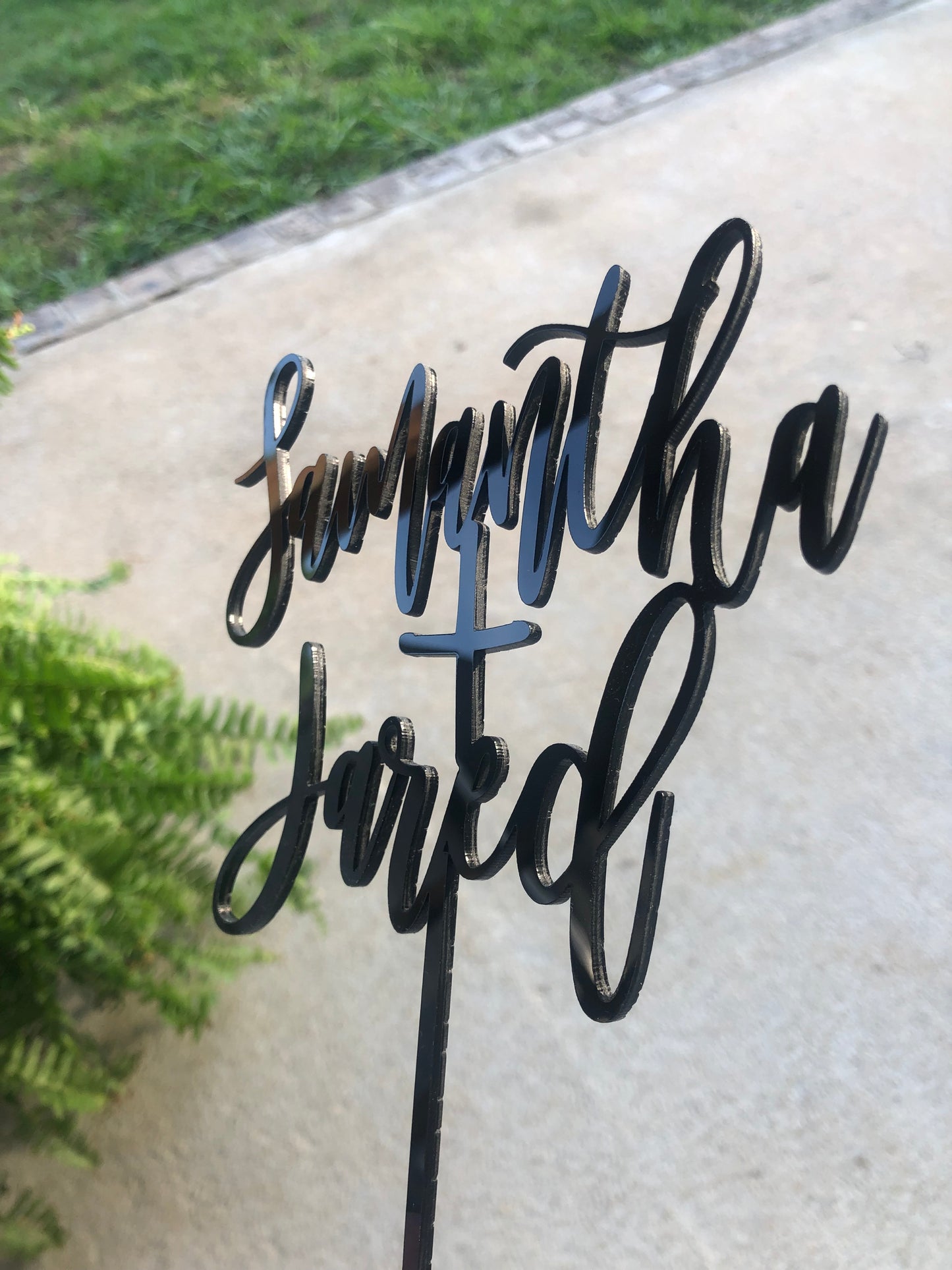 Personalized Black Acrylic Couple Names Cake Topper