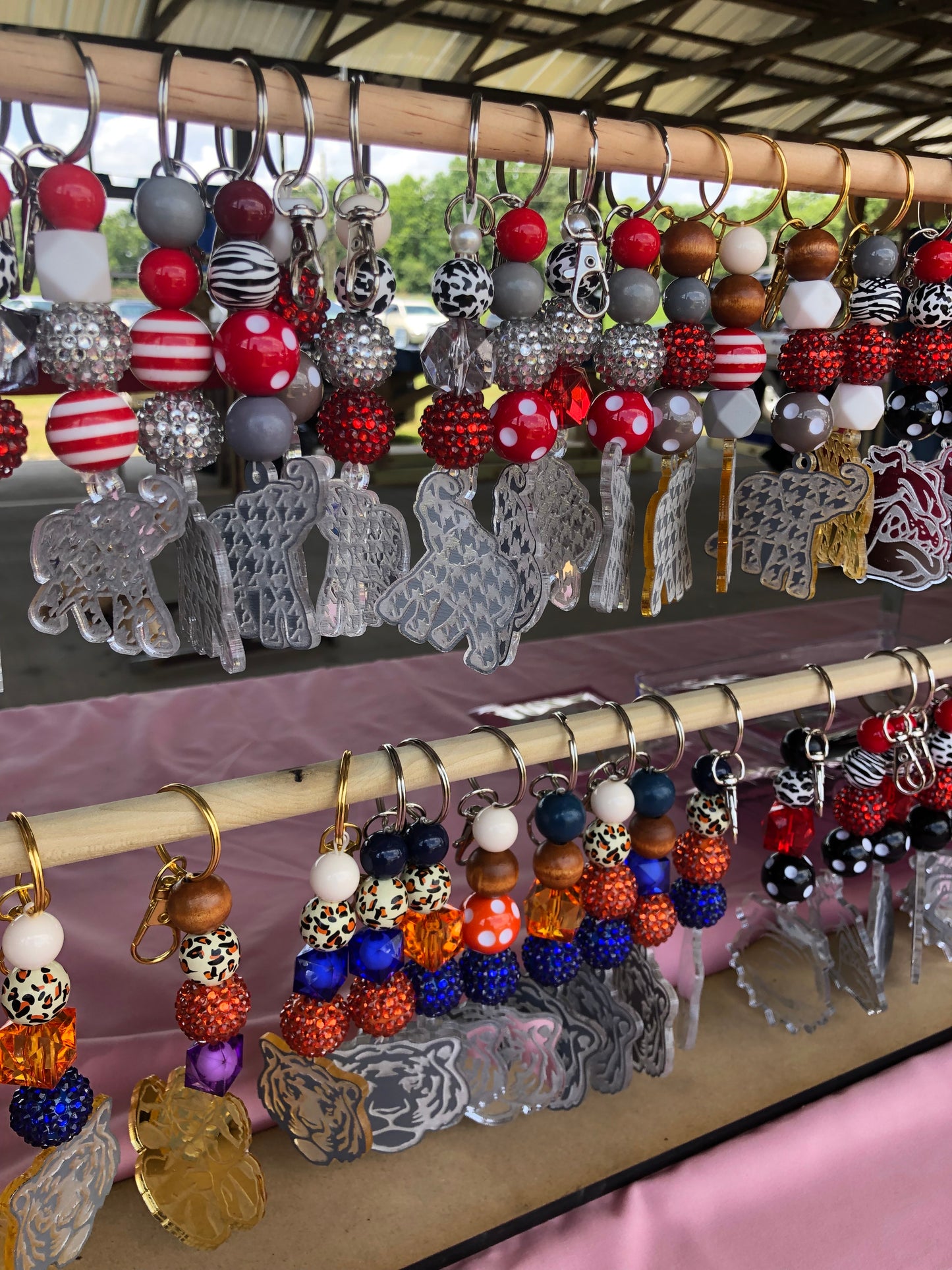 Custom Beaded Laser Engraved Mascot Keychain or Bag Charm (Your Team - Your Colors)