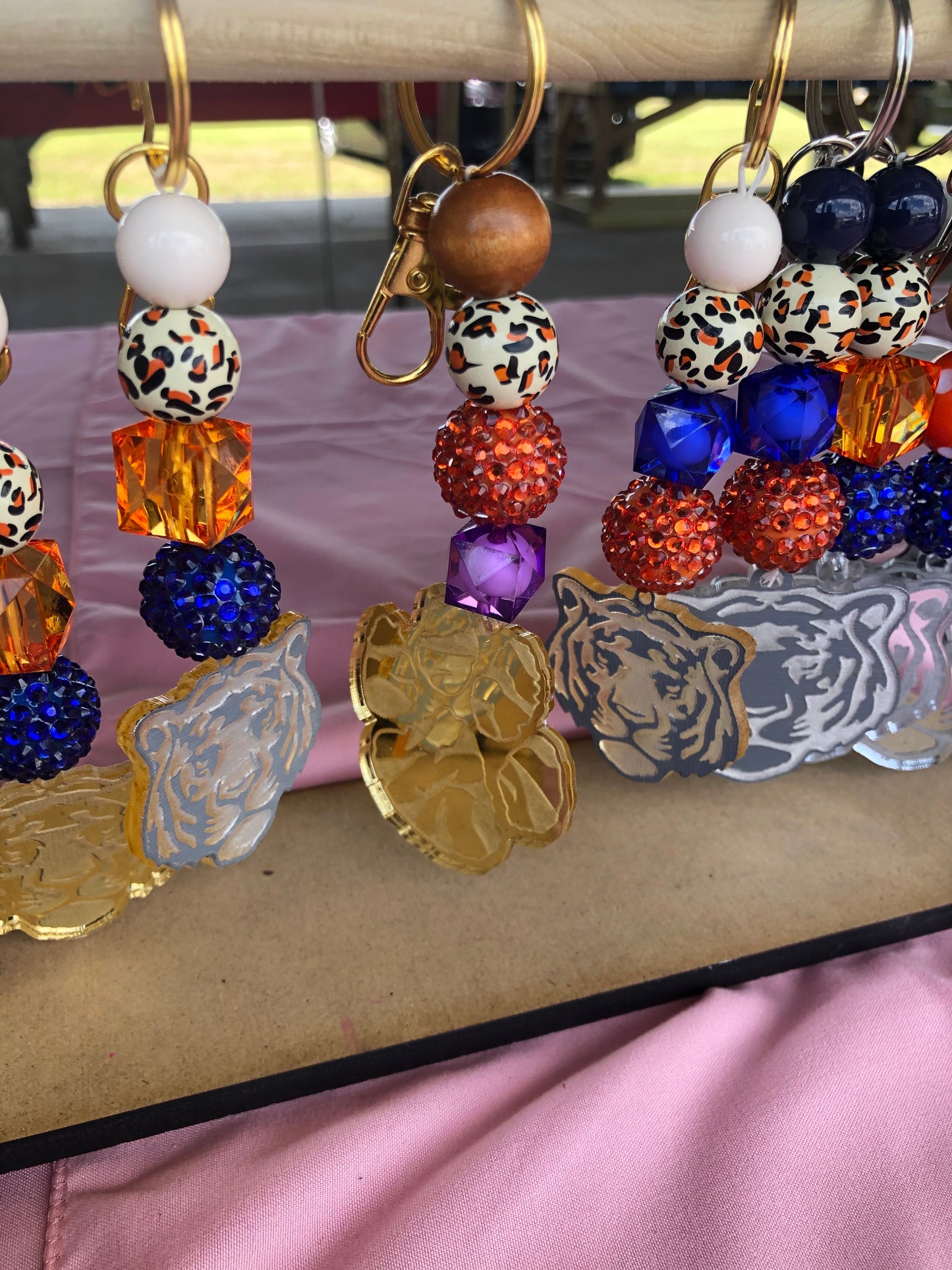 Custom Beaded Laser Engraved Mascot Keychain or Bag Charm (Your Team - Your Colors)