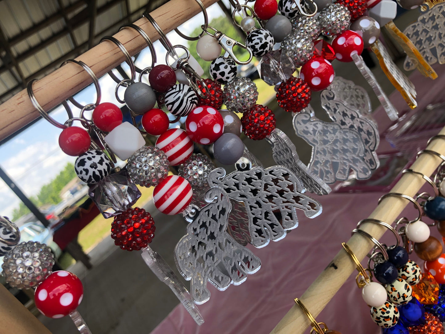 Custom Beaded Laser Engraved Mascot Keychain or Bag Charm (Your Team - Your Colors)