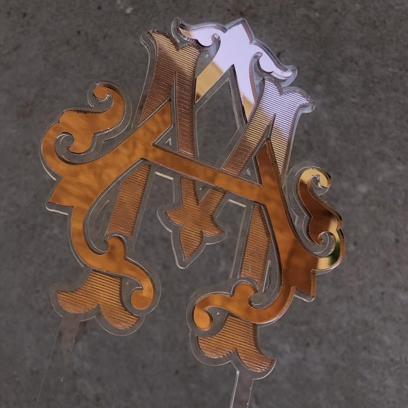 Personalized Crest Cake Topper – CustomDesign for Janae' – Mirror Acrylic Wedding Cake Decoration