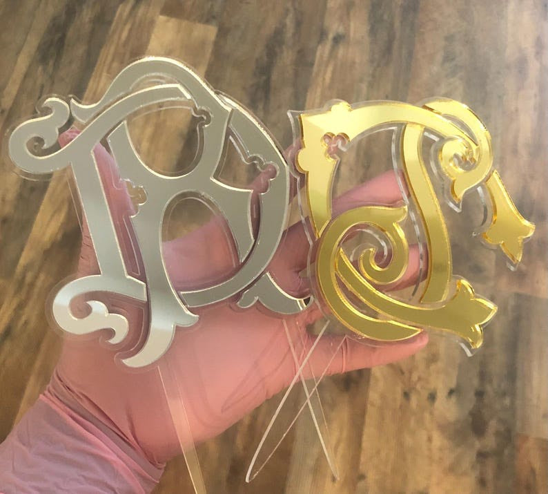 Personalized Crest Cake Topper – CustomDesign for Janae' – Mirror Acrylic Wedding Cake Decoration