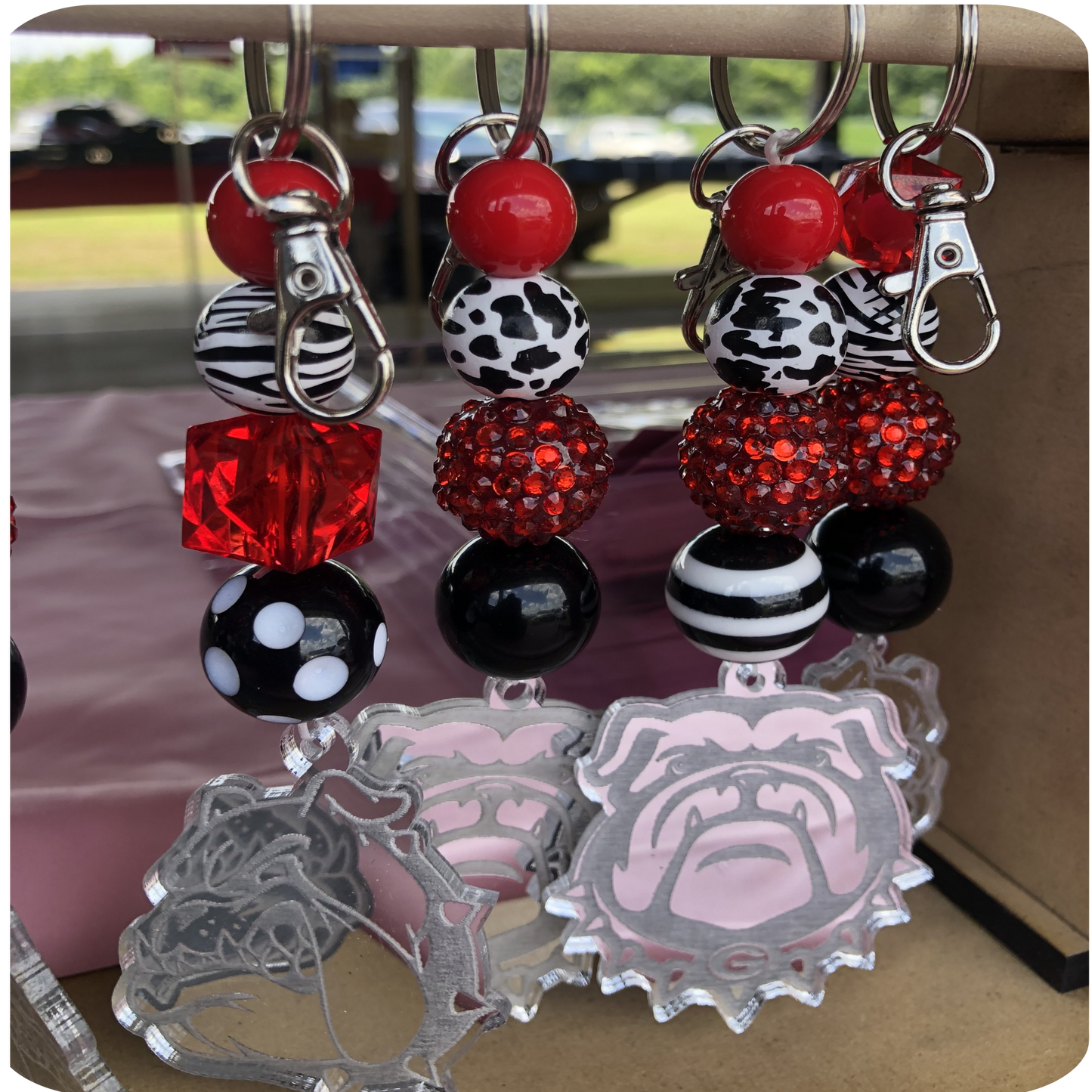 Custom Beaded Laser Engraved Mascot Keychain or Bag Charm (Your Team - Your Colors)