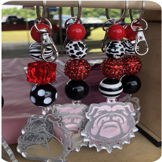 Custom Beaded Laser Engraved Mascot Keychain or Bag Charm (Your Team - Your Colors)