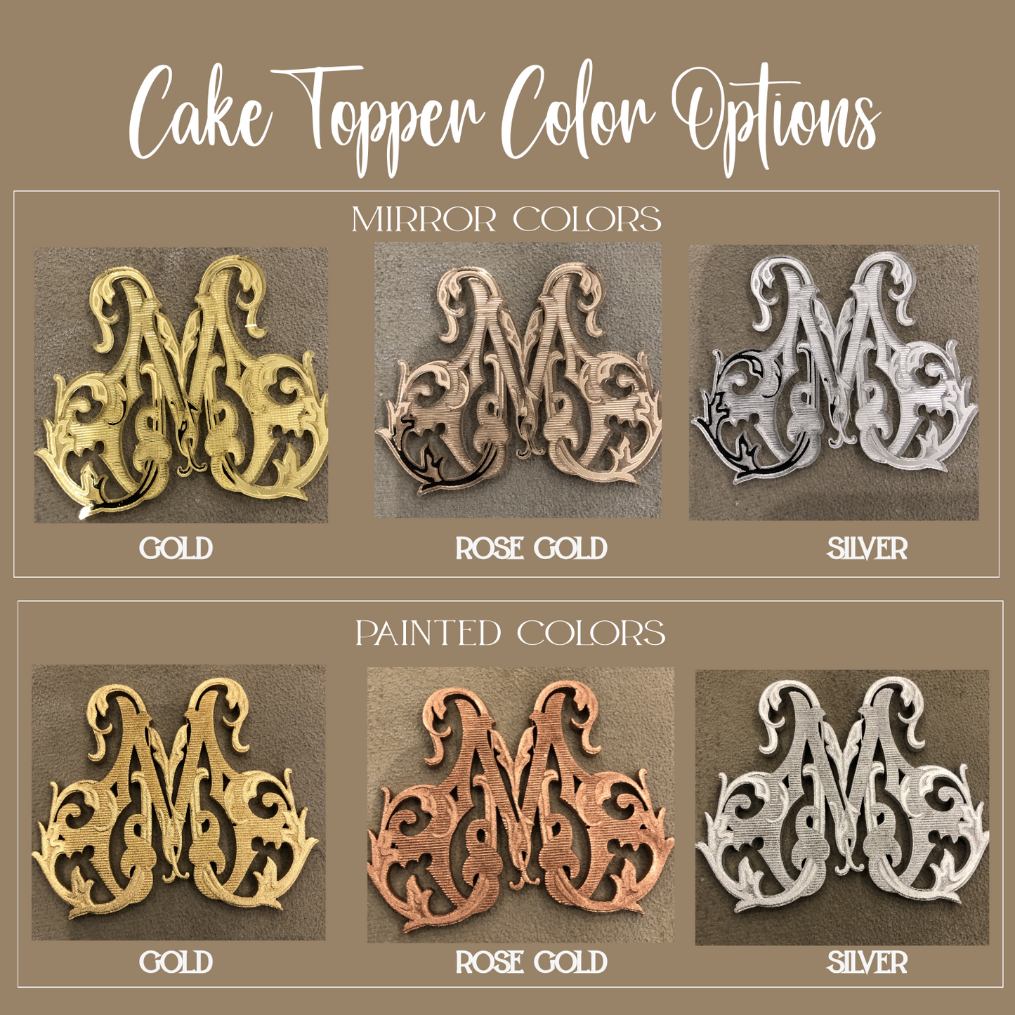 Personalized Gold Bridal Shower Cake Topper with Last Name