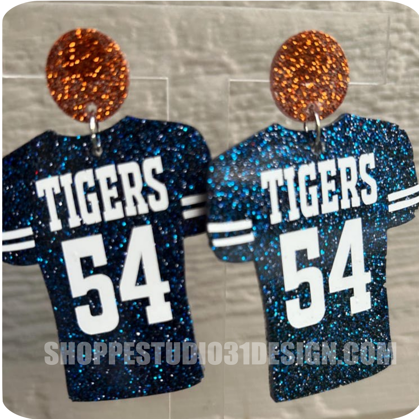 Personalized Football Jersey Number Earrings- Customize with your name, number and colors