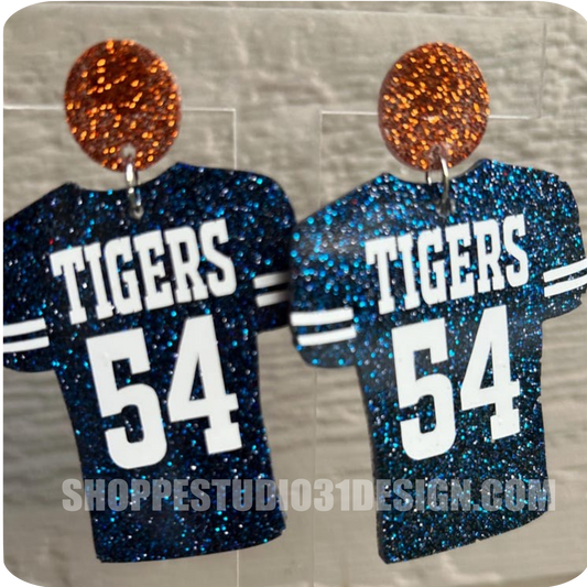 Personalized Football Jersey Number Earrings- Customize with your name, number and colors