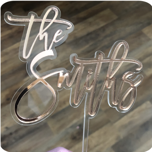 Personalized Double Layer Last Name Wedding Cake Topper